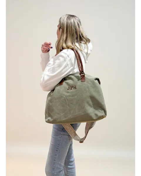 Bolso Aura Personalizado verde | Lona y piel · Alma y Origen