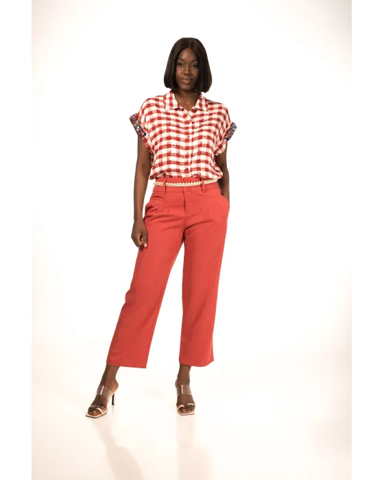 Blusa Malalá Eternidad | Camisera Vichy Rojo y Lentejuelas | Maldita