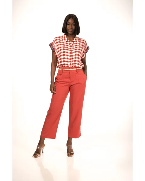 Blusa Malalá Eternidad | Camisera Vichy Rojo y Lentejuelas | Maldita