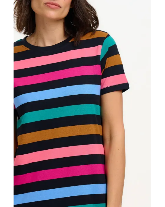 Vestido camiseta Sia Sugarhill | Vestido Rayas Multicolor | Maldita Shop