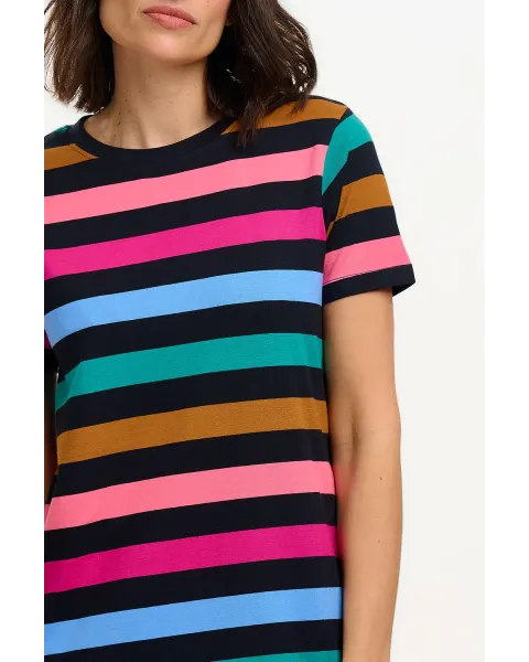 Vestido camiseta Sia Sugarhill | Vestido Rayas Multicolor | Maldita Shop