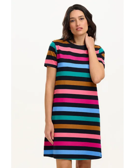 Vestido camiseta Sia Sugarhill | Vestido Rayas Multicolor | Maldita Shop