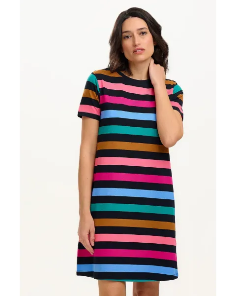 Vestido camiseta Sia Sugarhill | Vestido Rayas Multicolor | Maldita Shop