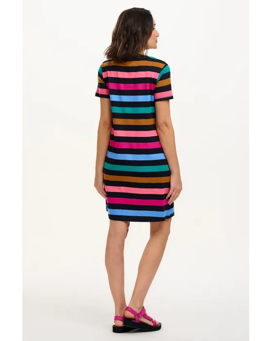 Vestido camiseta Sia Sugarhill | Vestido Rayas Multicolor | Maldita Shop