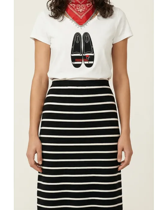 Falda Negra Rayas Lolitas&L | Falda Lápiz Midi | Maldita Shop