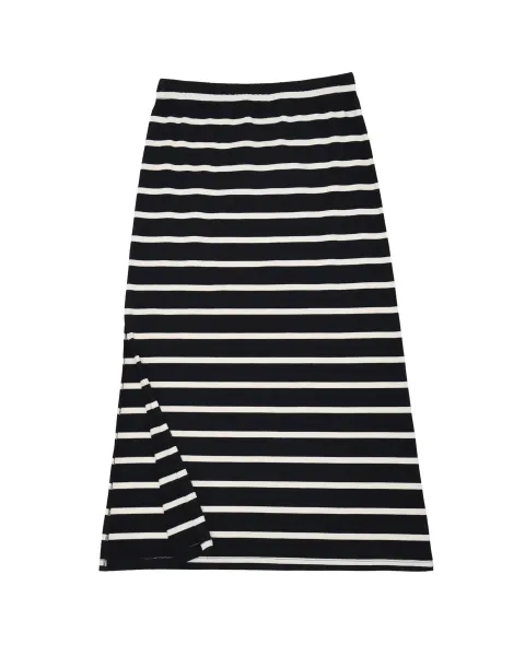 Falda Negra Rayas Lolitas&L | Falda Lápiz Midi | Maldita Shop