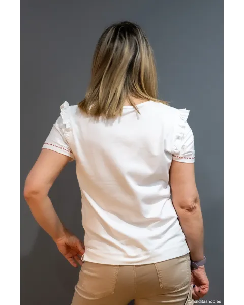 Camiseta Blanca Perro Salchicha Lolitas&L | Estilo Parisino | Maldita Shop