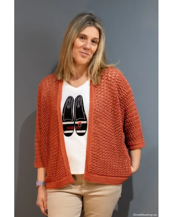 Chaqueta Abierta BuddyBlue Arcilla | Punto Calado | Maldita Shop