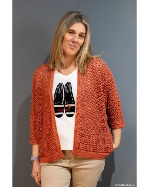 Chaqueta Abierta BuddyBlue Arcilla | Punto Calado | Maldita Shop