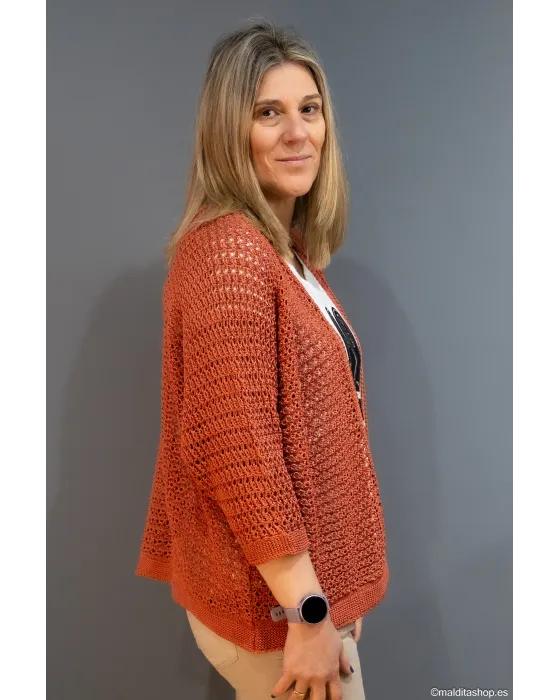 Chaqueta Abierta BuddyBlue Arcilla | Punto Calado | Maldita Shop