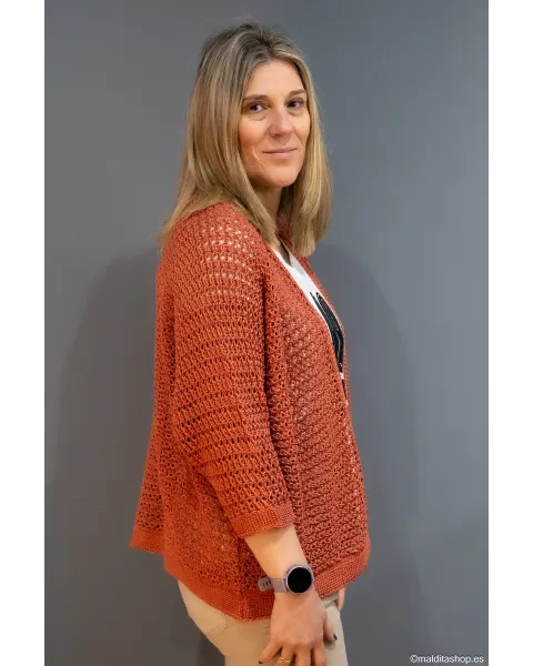 Chaqueta Abierta BuddyBlue Arcilla | Punto Calado | Maldita Shop