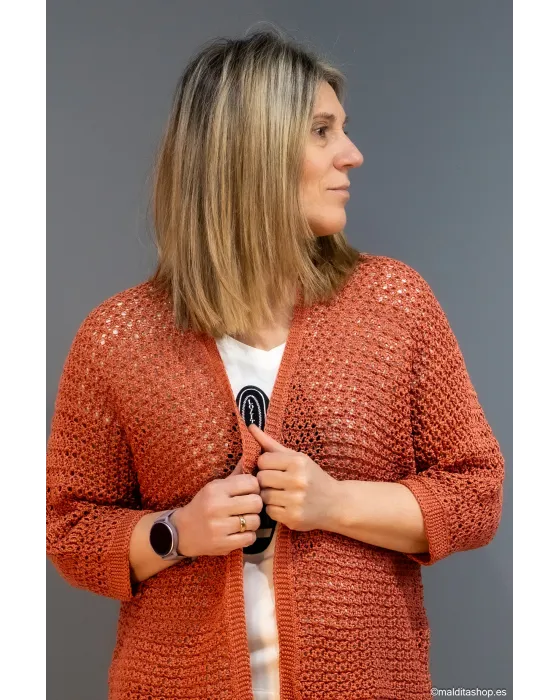 Chaqueta Abierta BuddyBlue Arcilla | Punto Calado | Maldita Shop 2