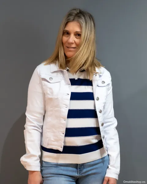Cazadora Vaquera BuddyBlue Blanco | Denim Slim Fit | Maldita Shop
