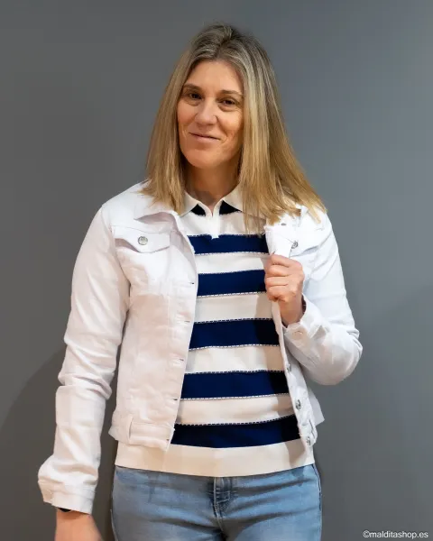 Cazadora Vaquera BuddyBlue Blanco | Denim Slim Fit | Maldita Shop