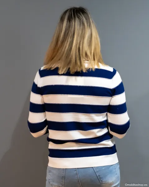 Jersey BuddyBlue Rayas Natural/Marino | Estilo Marinero | Maldita Shop