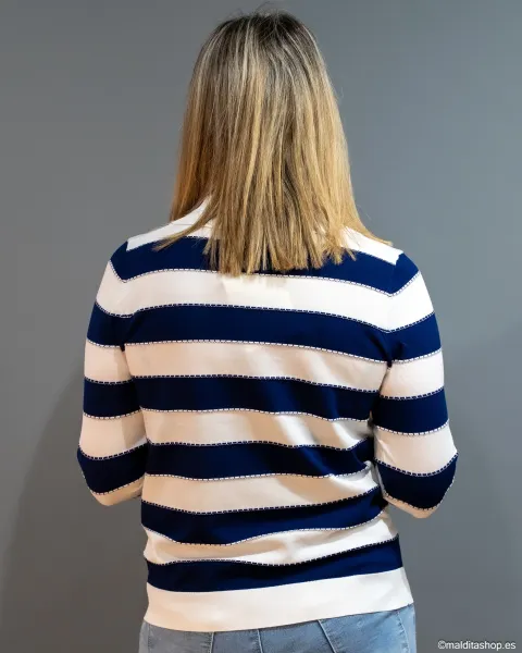 Polo Rayas BuddyBlue Natural/Marino | Punto Marinero | Maldita Shop