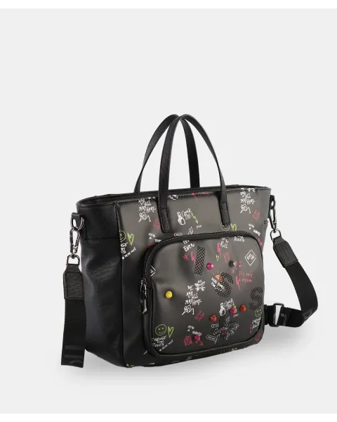 Bolso Mano Pepe Moll Shirley Black | Amplio y Estructurado