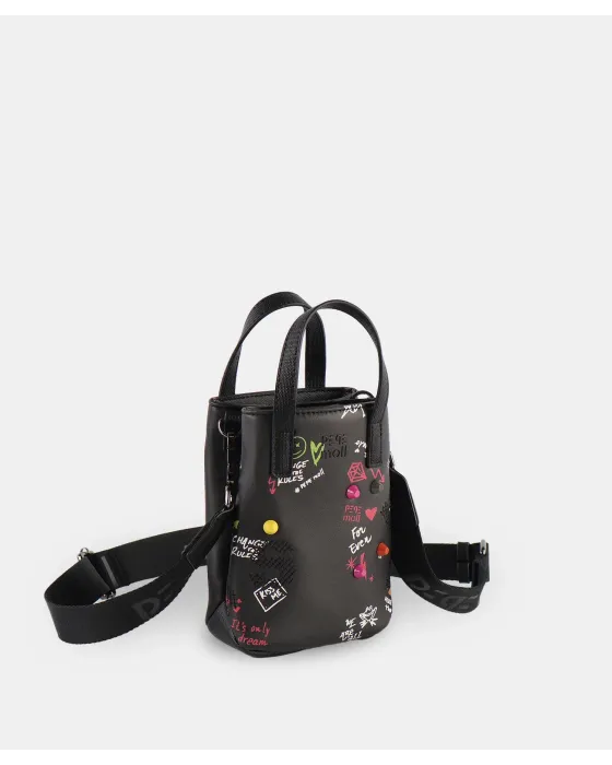 Mini Bolso Bandolera Pepe Moll Shirley Black | Diseño Vertical