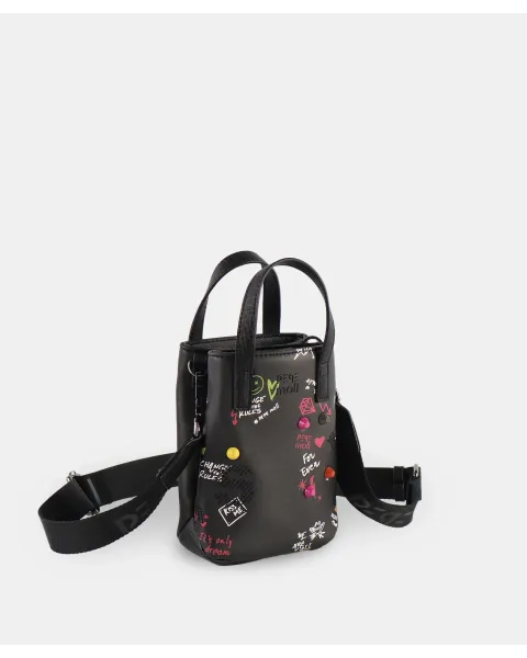 Mini Bolso Bandolera Pepe Moll Shirley Black | Diseño Vertical