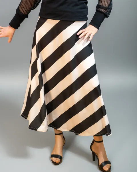 Falda Estivalitz Listas Beige y Negro | Falda Midi Elegante