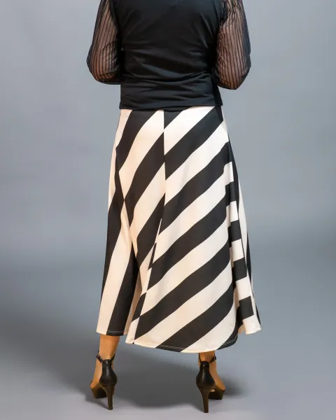 Falda Estivalitz Listas Beige y Negro | Falda Midi Elegante