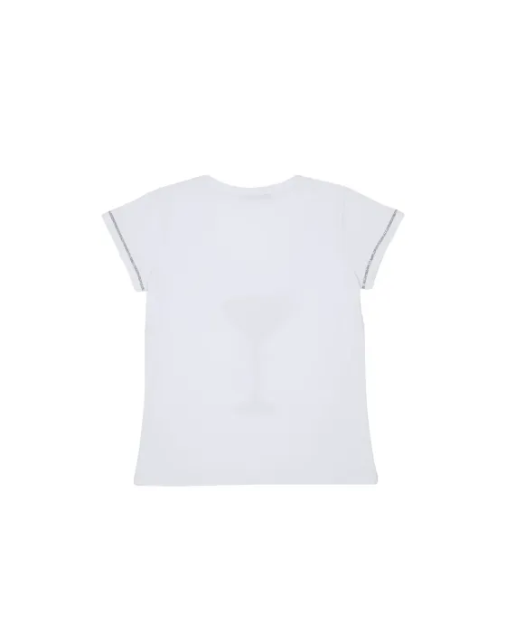 Camiseta LolitaS&L Blanca Cóctel Strass | Algodón y Lurex