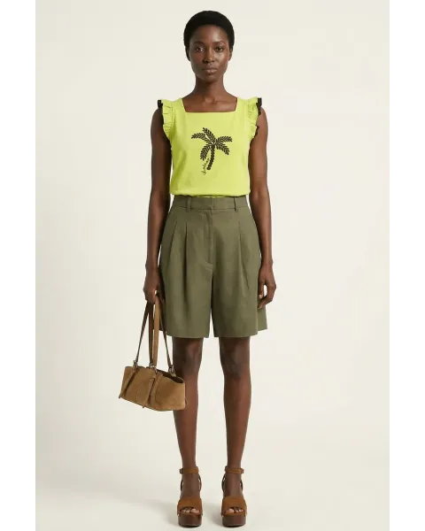 Camiseta Verde Ácido Palmera LolitaS&L | Volantes y Diseño Tropical