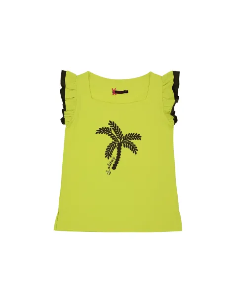 Camiseta Verde Ácido Palmera LolitaS&L | Volantes y Diseño Tropical