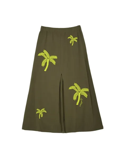 Falda Midi Militar Palmeras LolitaS&L | Cintura Elástica y Abertura