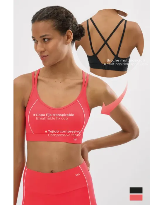 Sujetador Deportivo Compressive Coral | Sujeción Media Ysabel Mora