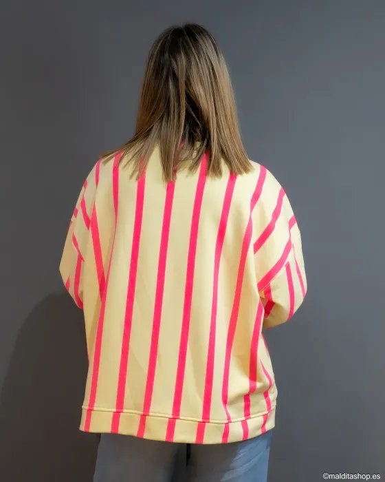 Sudadera Oversize Amarillo Neón y Rosa | Esenciales de Maldita