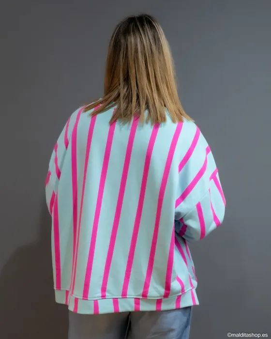 Sudadera Oversize Azul Cielo y Rosa | Esenciales de Maldita