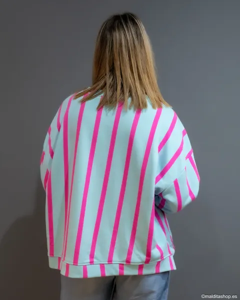 Sudadera Oversize Azul Cielo y Rosa | Esenciales de Maldita