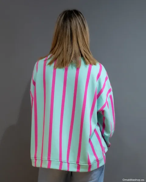 Sudadera Oversize Turquesa Flúor y Rosa | Esenciales de Maldita