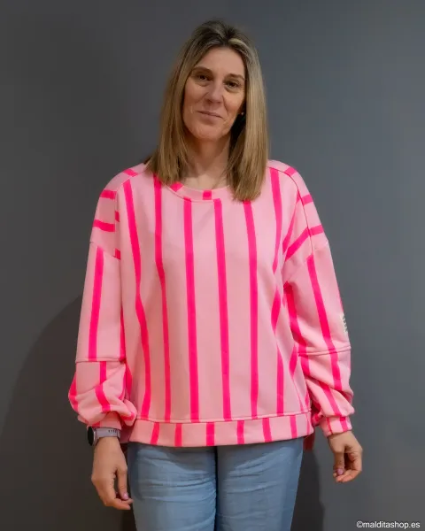 Sudadera Oversize Rosa Fucsia y Neón | Selección Esenciales Ana