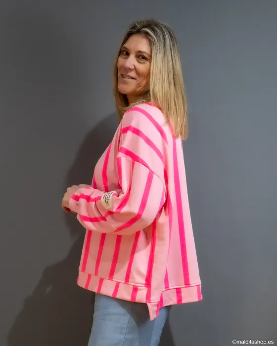 Sudadera Oversize Rosa Fucsia y Neón | Selección Esenciales Ana