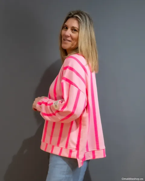Sudadera Oversize Rosa Fucsia y Neón | Selección Esenciales Ana