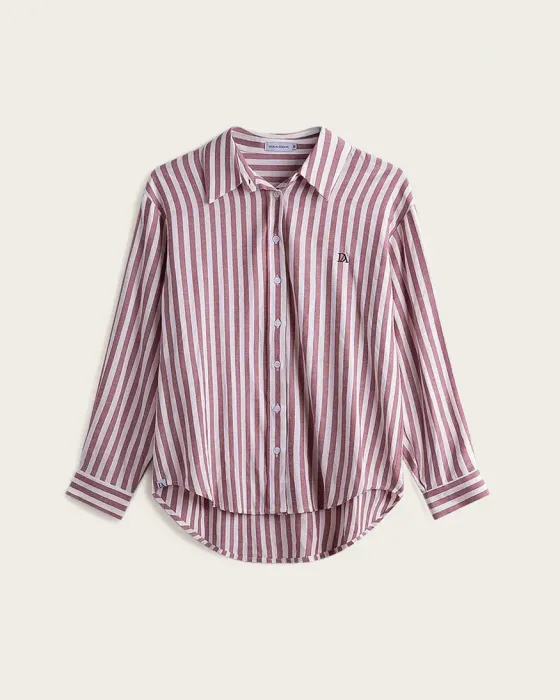 Camisa Manga Larga Don Algodón Venice Rosa | Rayas Verticales