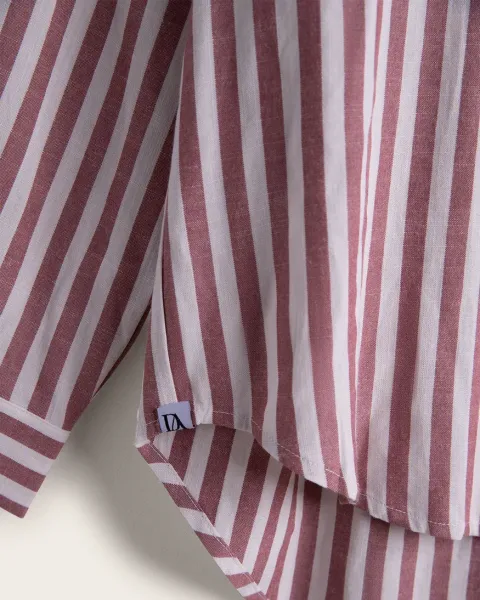 Camisa Manga Larga Don Algodón Venice Rosa | Rayas Verticales