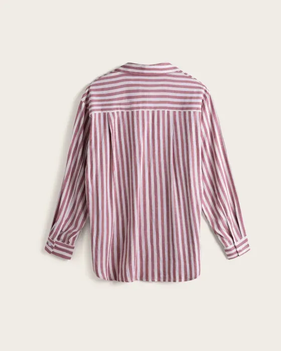 Camisa Manga Larga Don Algodón Venice Rosa | Rayas Verticales
