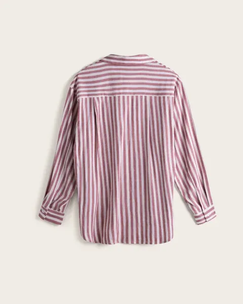 Camisa Manga Larga Don Algodón Venice Rosa | Rayas Verticales