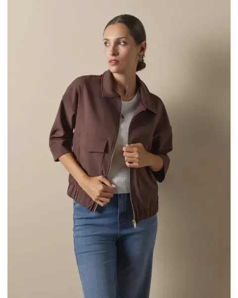 Bomber Don Algodón Satinada Marrón | Chaqueta Entretiempo
