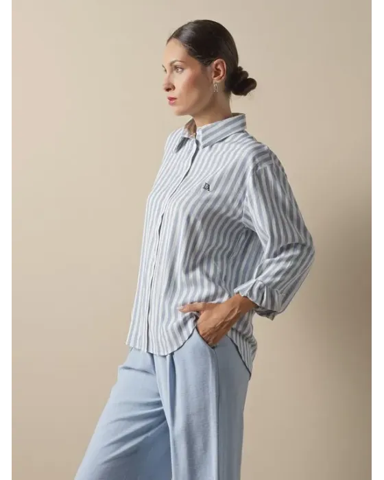 Camisa Manga Larga Don Algodón Venice Azul | Rayas