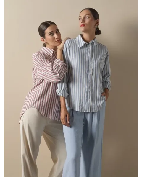 Camisa Manga Larga Don Algodón Venice Azul | Rayas