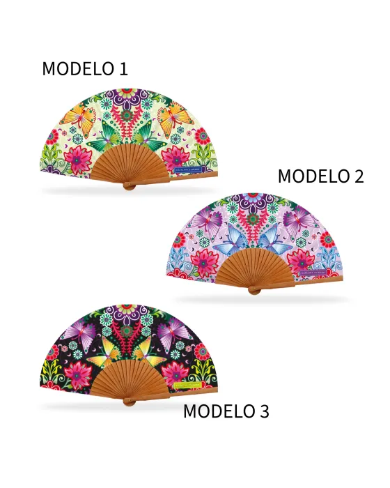 Abanico Catalina Estrada Mariposa | Madera Cerezo y Seda