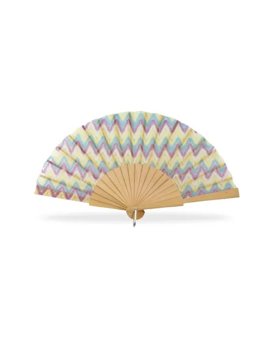 Abanico Madera Natural Étnico | Abanico Zigzag Multicolor 2