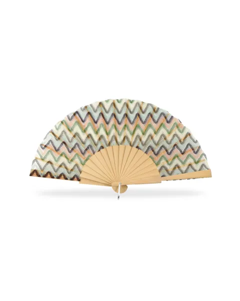 Abanico Madera Natural Étnico | Abanico Zigzag Multicolor