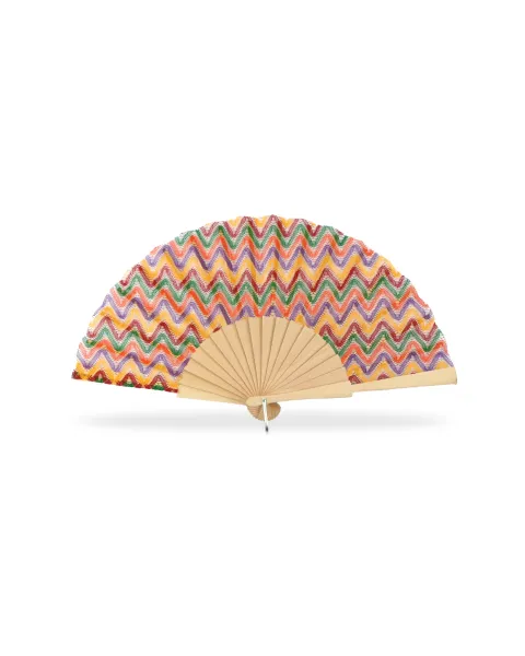 Abanico Madera Natural Étnico | Abanico Zigzag Multicolor