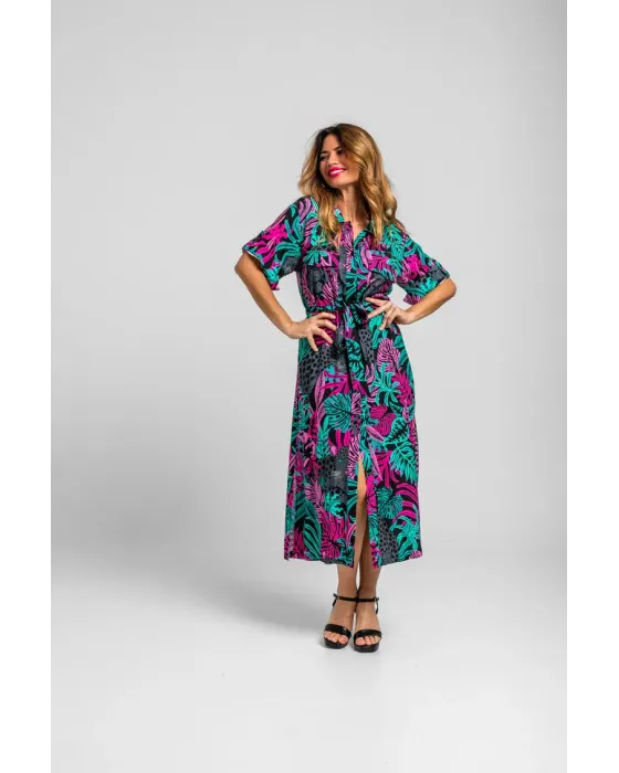 Camisero safari Nocturna Lolina | Vestido Midi Panteras