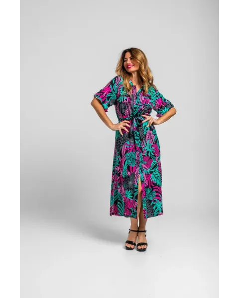 Camisero safari Nocturna Lolina | Vestido Midi Panteras